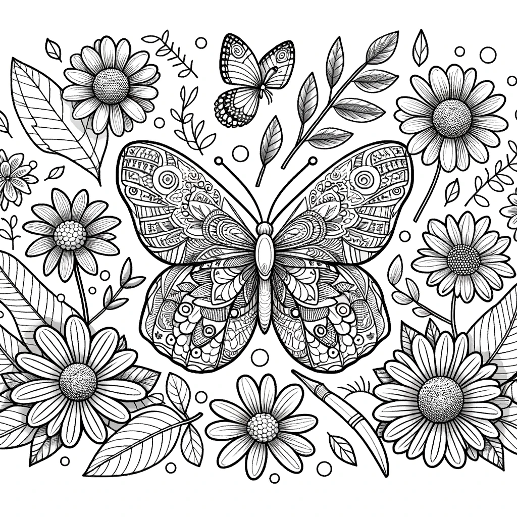 flower butterfly coloring pages